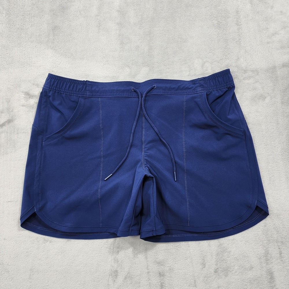 Lands' End Shorts Womens 12 Blue Drawstring Pockets Athletic Quick Dry Hiking